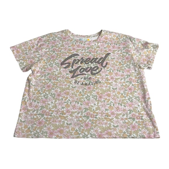 C&C California Tops - C&C California Top Womens M Floral Spread Love‎ Graphic Preppy Boho Cottagecore